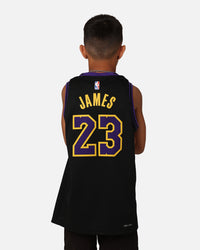 Nike Kids' Los Angeles Lakers Lebron James City Edition 2023/24 Swingman Jersey Black