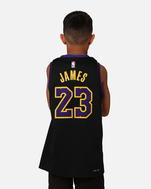 Nike Kids' Los Angeles Lakers Lebron James City Edition 2023/24 Swingman Jersey Black