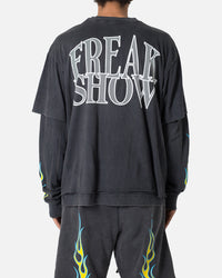 MNML Flame Double Layer Long Sleeve T-Shirt Black