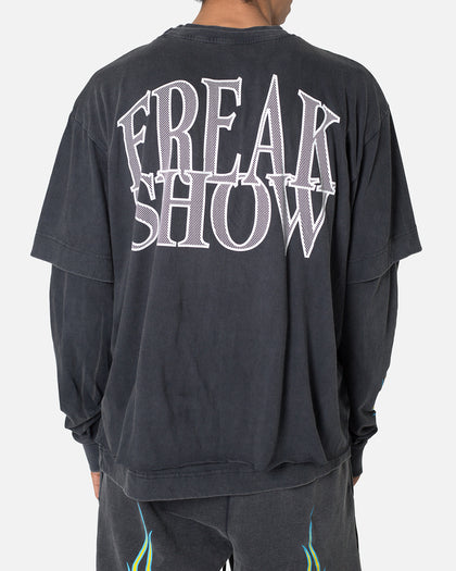 MNML Flame Double Layer Long Sleeve T-Shirt Black