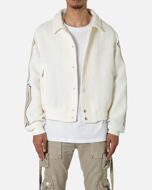 MNML Skeleton Varsity Jacket Cream
