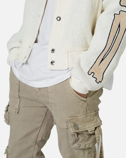 MNML Skeleton Varsity Jacket Cream