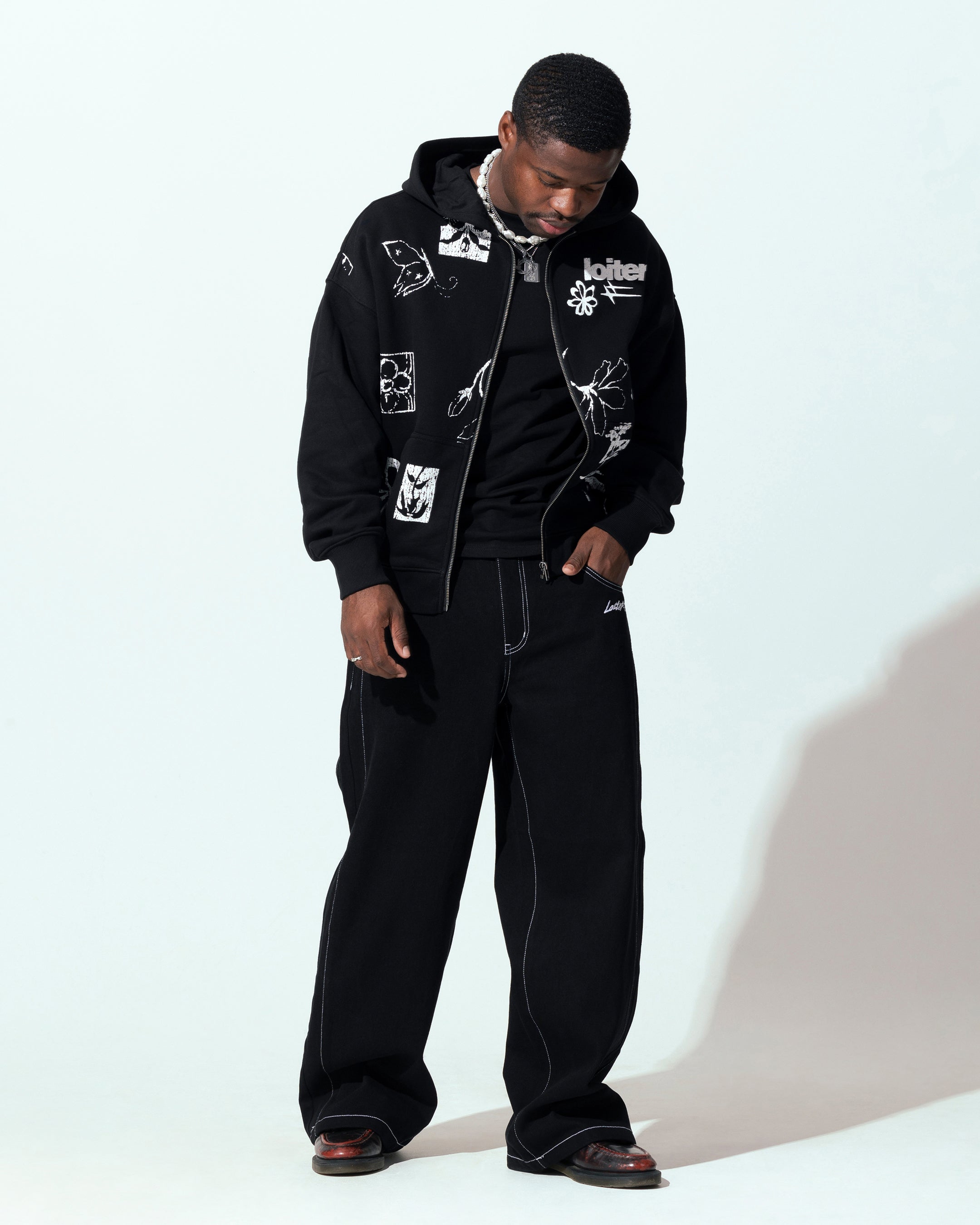 Loiter Flower Bed Zip Hoodie Black | Culture Kings