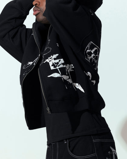 Loiter Flower Bed Zip Hoodie Black