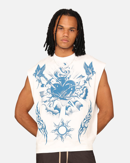 Loiter Hearts Ablaze Oversized Muscle T-Shirt Off White