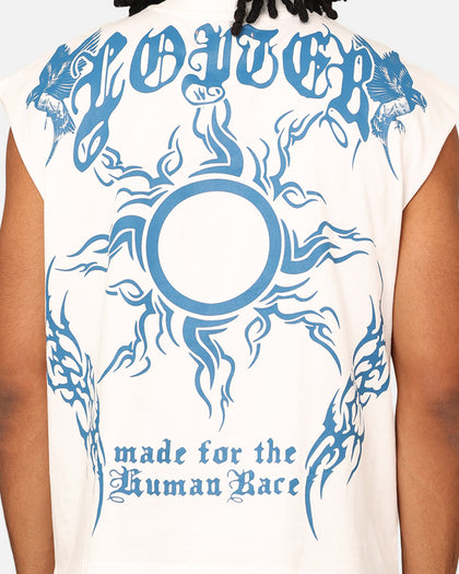 Loiter Hearts Ablaze Oversized Muscle T-Shirt Off White