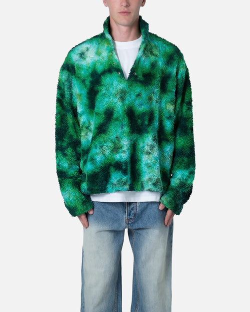 MNML Tie Dye Sherpa Pullover Sweater Green