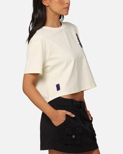 Pro Standard Women's Los Angeles Lakers Triple Tonal Cropped Boxy T-Shirt Eggshell