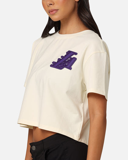 Pro Standard Women's Los Angeles Lakers Triple Tonal Cropped Boxy T-Shirt Eggshell