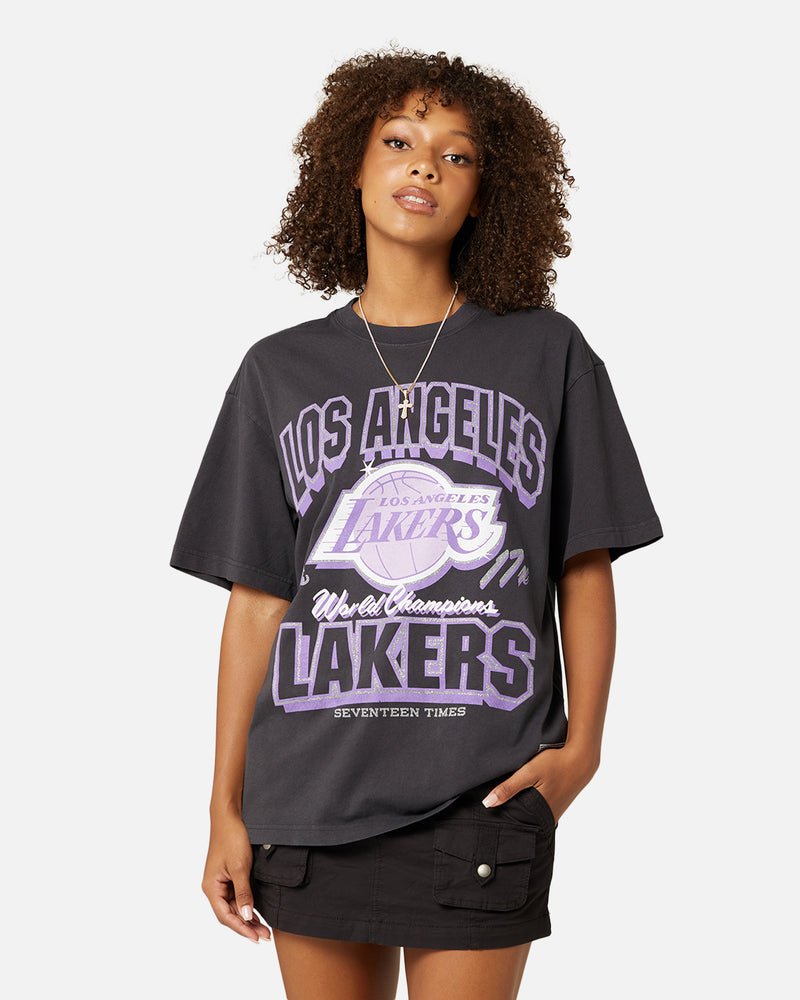 Mitchell & Ness Women's Los Angeles Lakers Arch Logo T-Shirt Faded Black