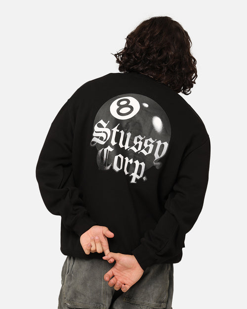 Stüssy 8 Ball Corp Fleece Crewneck Black