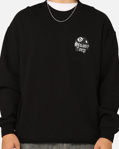 Stüssy 8 Ball Corp Fleece Crewneck Black