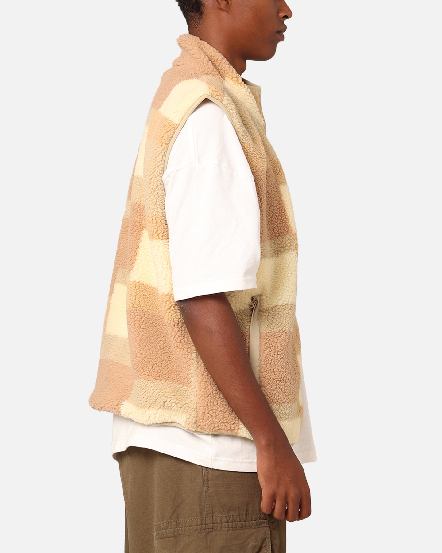 Stüssy Square Jacquard Sherpa Vest Tan | Culture Kings
