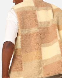 Stüssy Square Jacquard Sherpa Vest Tan