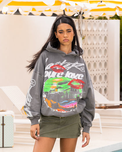 Loiter Pure Love Vintage Hoodie Charcoal