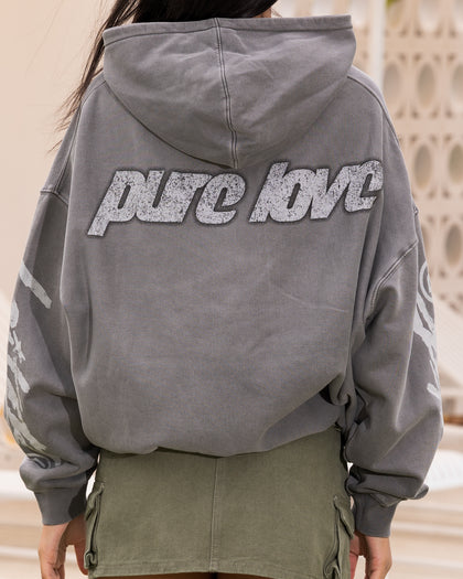 Loiter Pure Love Vintage Hoodie Charcoal