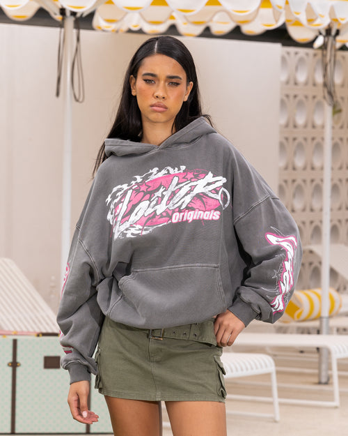 Loiter Wave Break Vintage Hoodie Charcoal