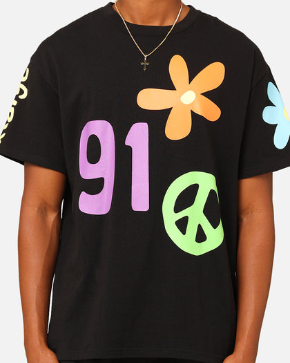 X-Large Flower And Peace T-Shirt Black