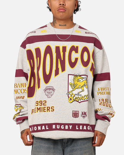 Mitchell & Ness Brisbane Broncos Team Crewneck Grey Marle