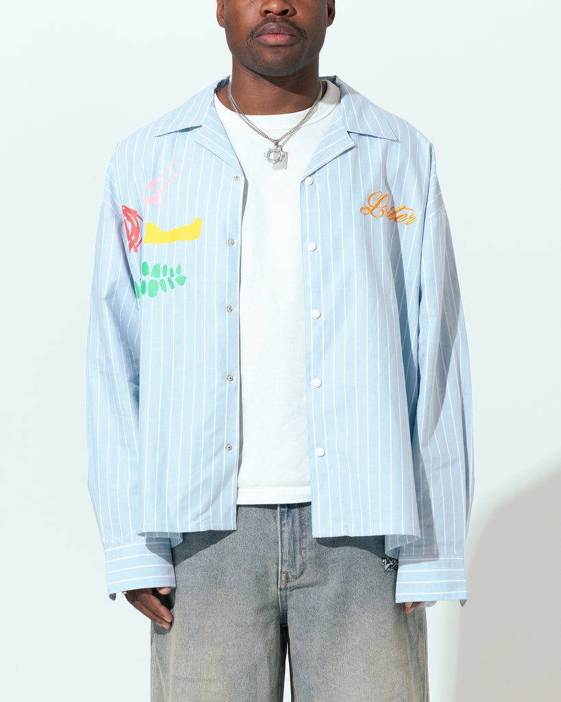Loiter Oasis Stripe Button Up Shirt Blue Pin Stripe | Culture Kings