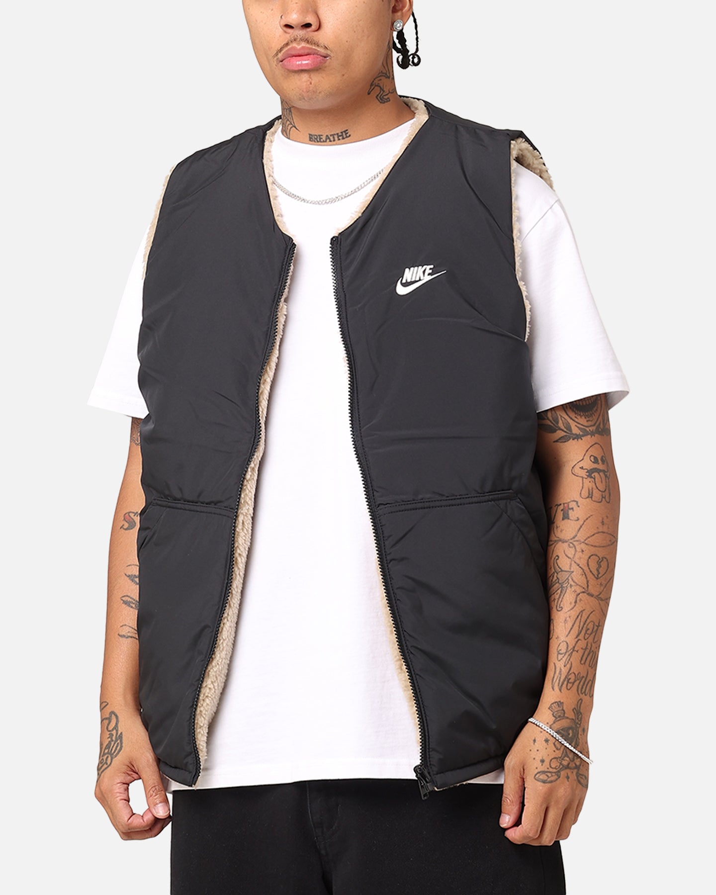 Nike Sportswear Sherpa Reversible Vest Khaki/Black | Culture Kings