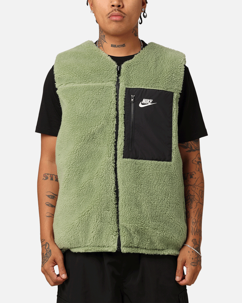 Buy Nike Sportswear Sherpa Reversible Vest Oil Green/Black with crypto