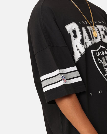 Majestic Athletic Las Vegas Raiders Vintage Sport Striped Sleeve T-Shirt Faded Black