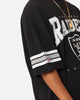 Majestic Athletic Las Vegas Raiders Vintage Sport Striped Sleeve T-Shirt Faded Black