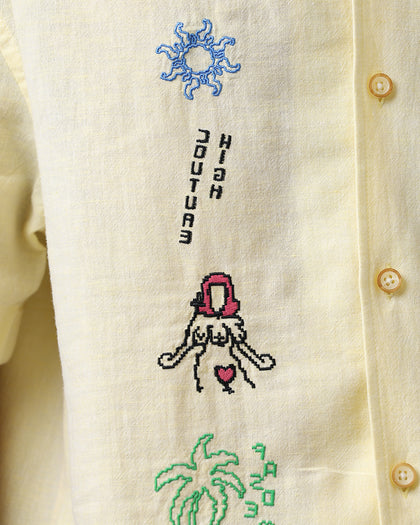 Pas De Mer Postcard Shirt Light Yellow