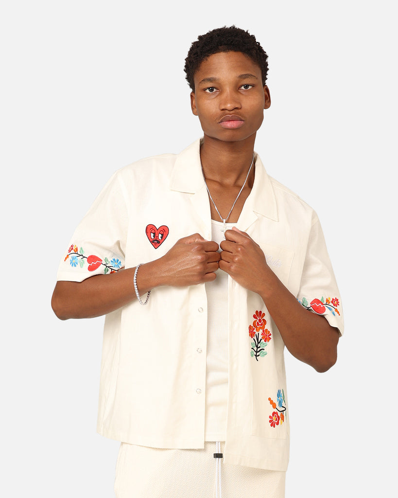 Loiter Oasis Embroidered Button Up Shirt Ecru Culture Kings