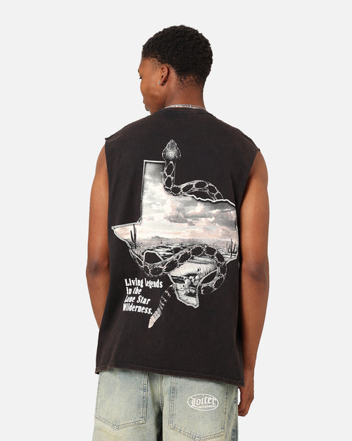 Goat Crew Texas Vintage Muscle T-Shirt Black Wash