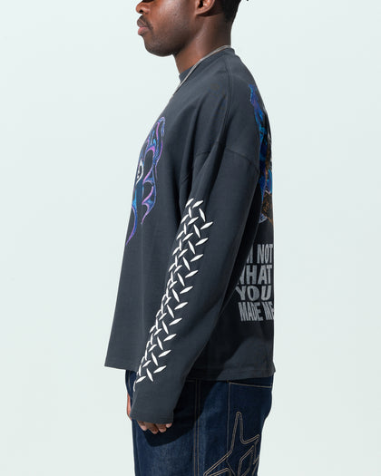 Loiter Repressed Box Long Sleeve T-Shirt Charcoal