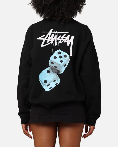 Stussy Women's Fuzzy Dice Oversized Crewneck Pigment Black