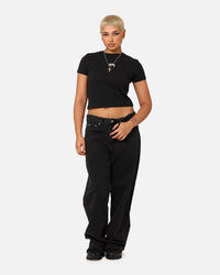 Stüssy Women's Fuzzy Dice Slim T-Shirt Black