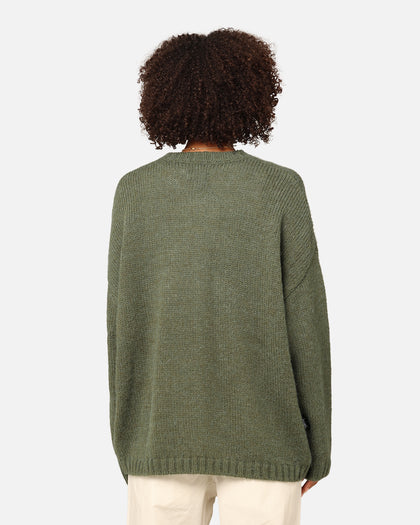 Stüssy Women's Smooth Stock Oversized Knitted Sweater Forest Green