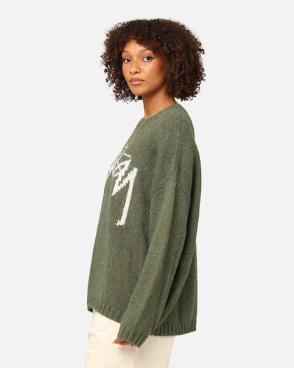 Stüssy Women's Smooth Stock Oversized Knitted Sweater Forest Green