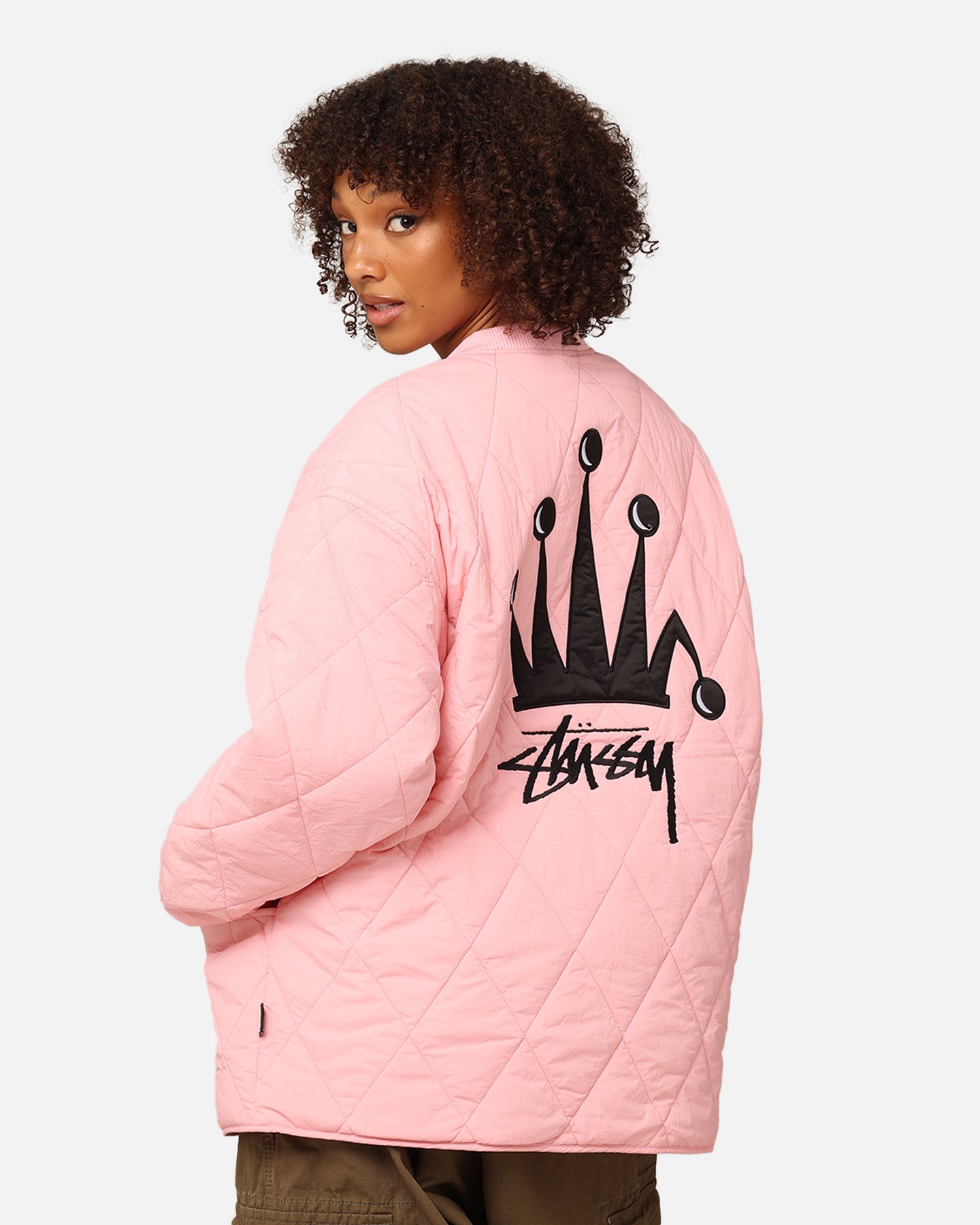 Stüssy Women's Stock Crown Quilted Jacket Pink | Culture Kings