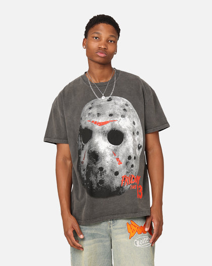 American Thrift X Friday The 13th Jason Mask Vintage T-Shirt Black Wash