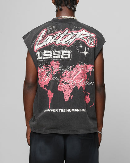 Loiter Motor Oversized Muscle T-Shirt Charcoal