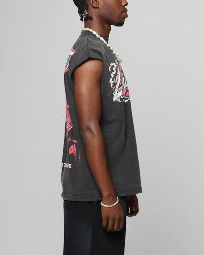 Loiter Motor Oversized Muscle T-Shirt Charcoal