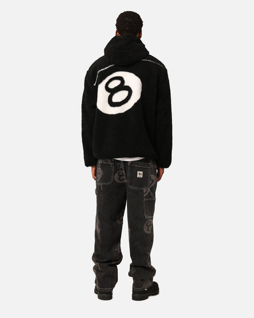 Stüssy 8 Ball Sherpa Reversible Hoodie Black