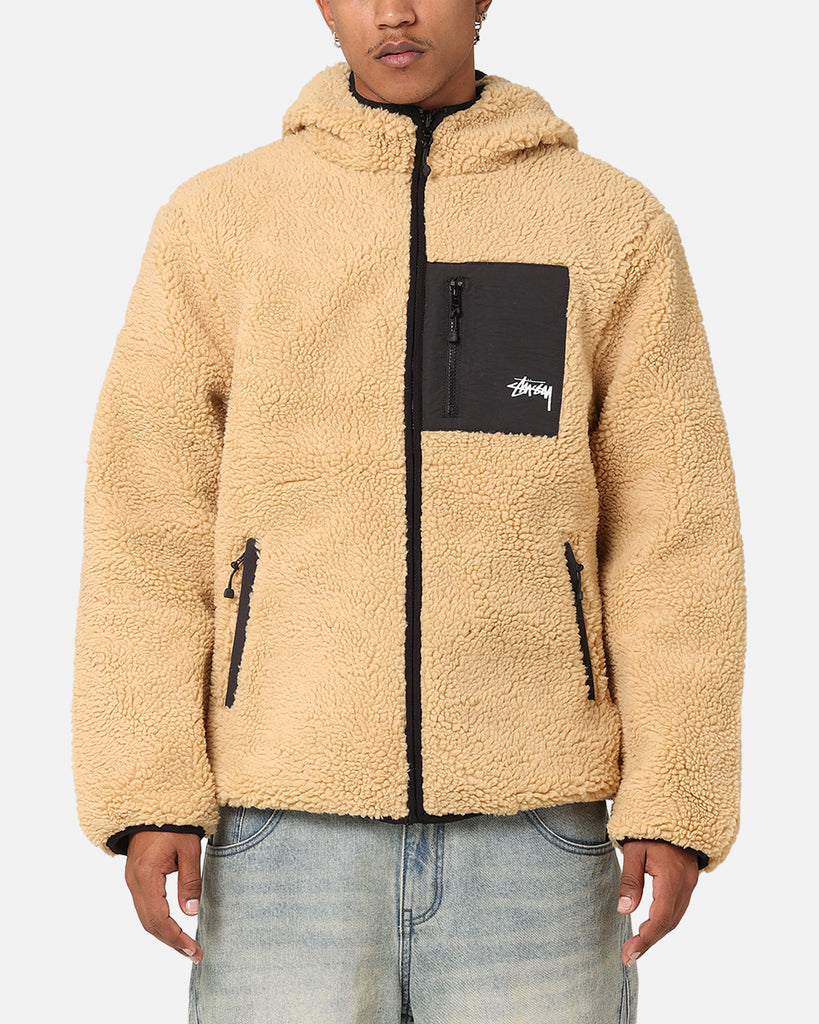 Stüssy Ball Sherpa Reversible Hoodie Tan Culture Kings