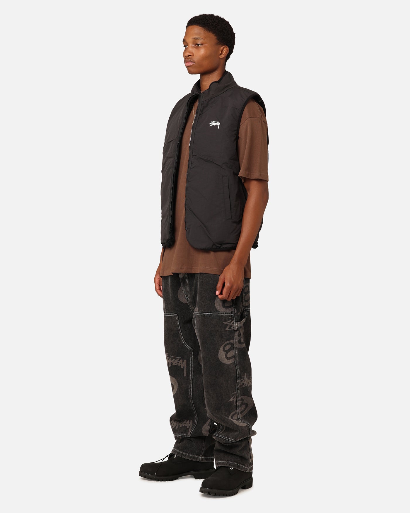 Stüssy 8 Ball Sherpa Reversible Vest Black | Culture Kings