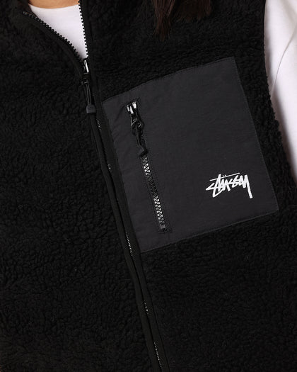 Stüssy 8 Ball Sherpa Reversible Vest Black