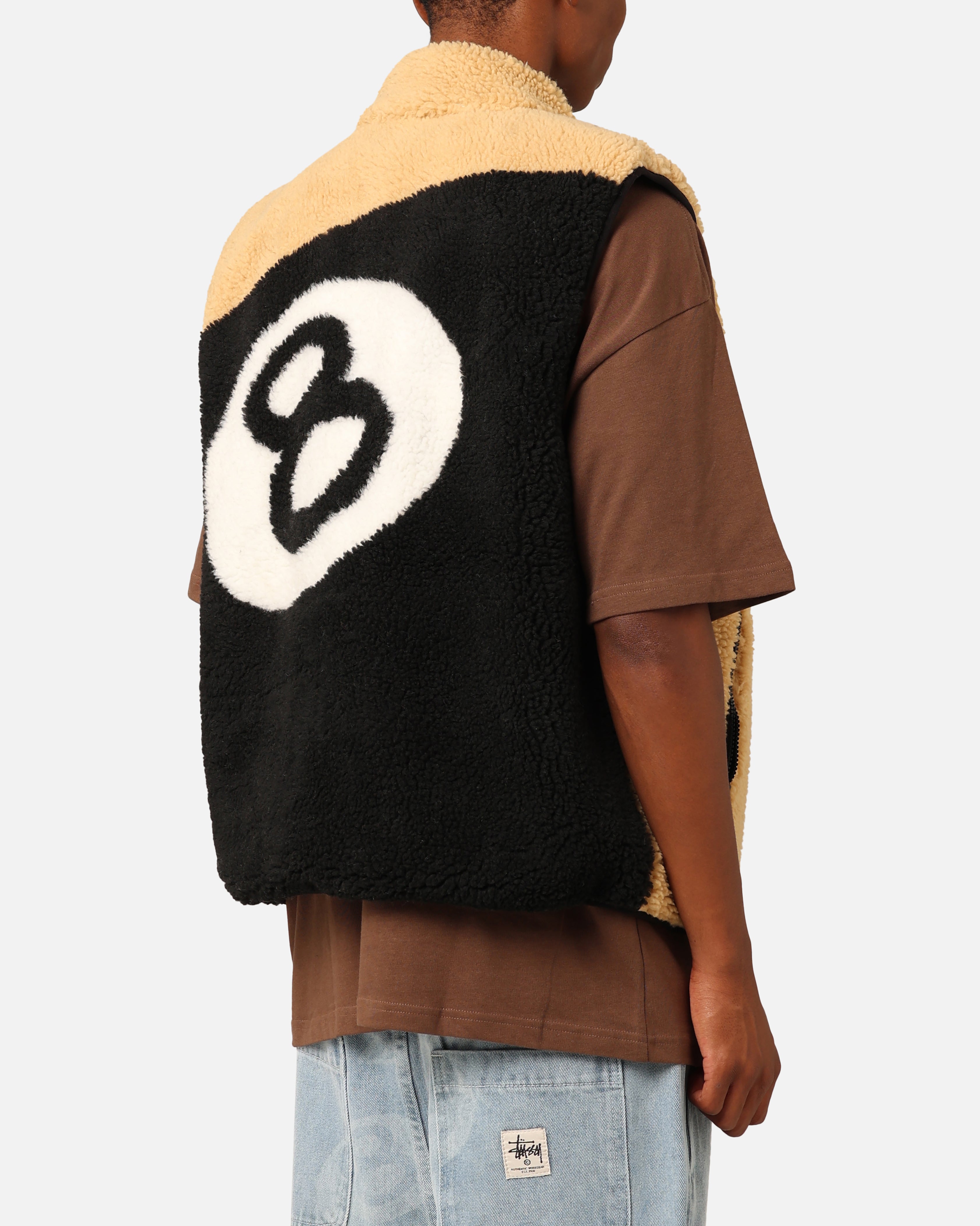 Stüssy 8 Ball Sherpa Reversible Vest Tan | Culture Kings