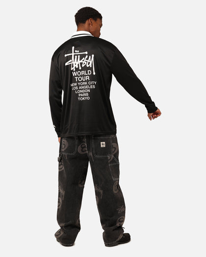 Stüssy Football Polo Long Sleeve T-Shirt Black
