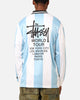 Stüssy Football Polo Long Sleeve T-Shirt Blue/White