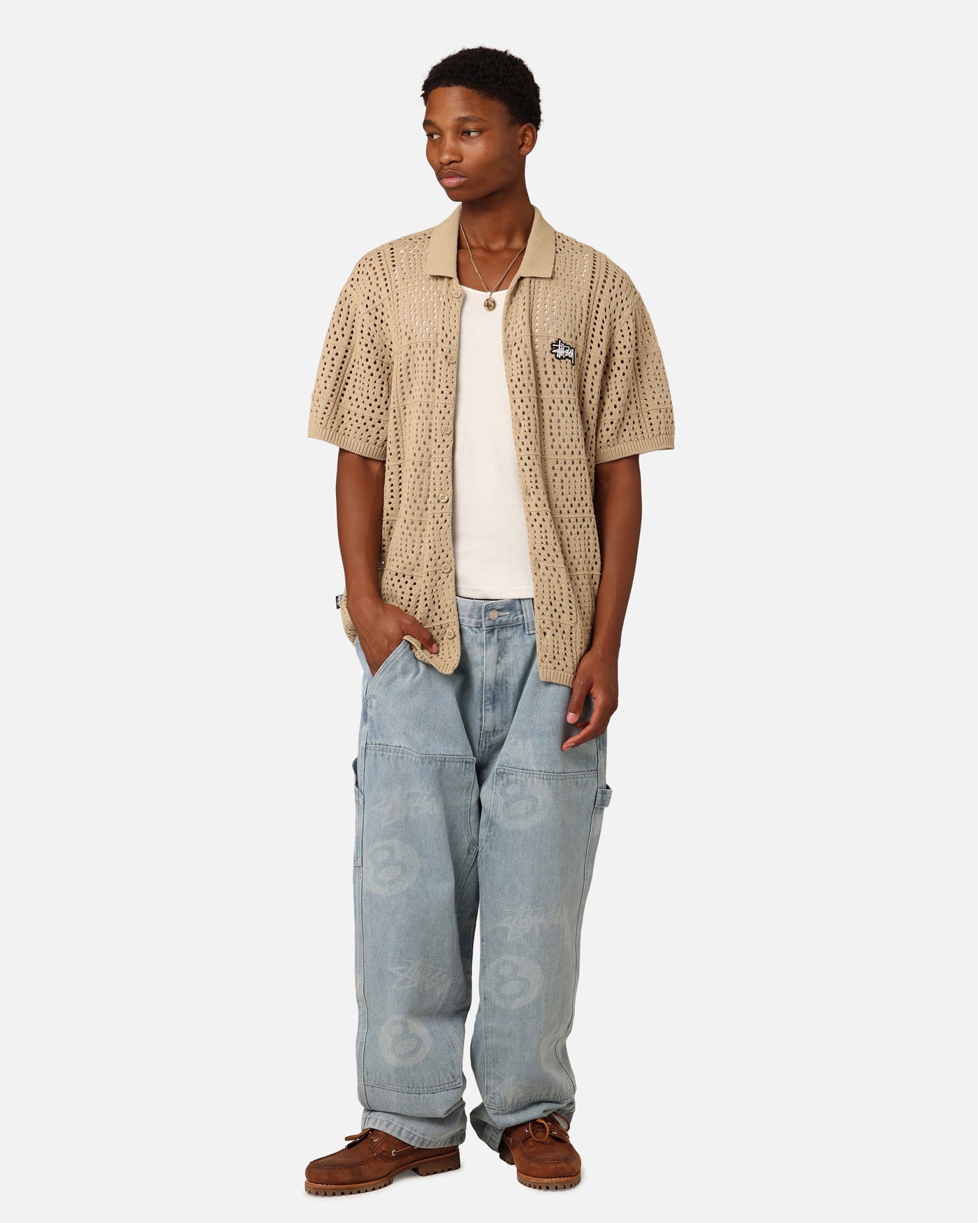 Stüssy Crochet Shirt Khaki | Culture Kings