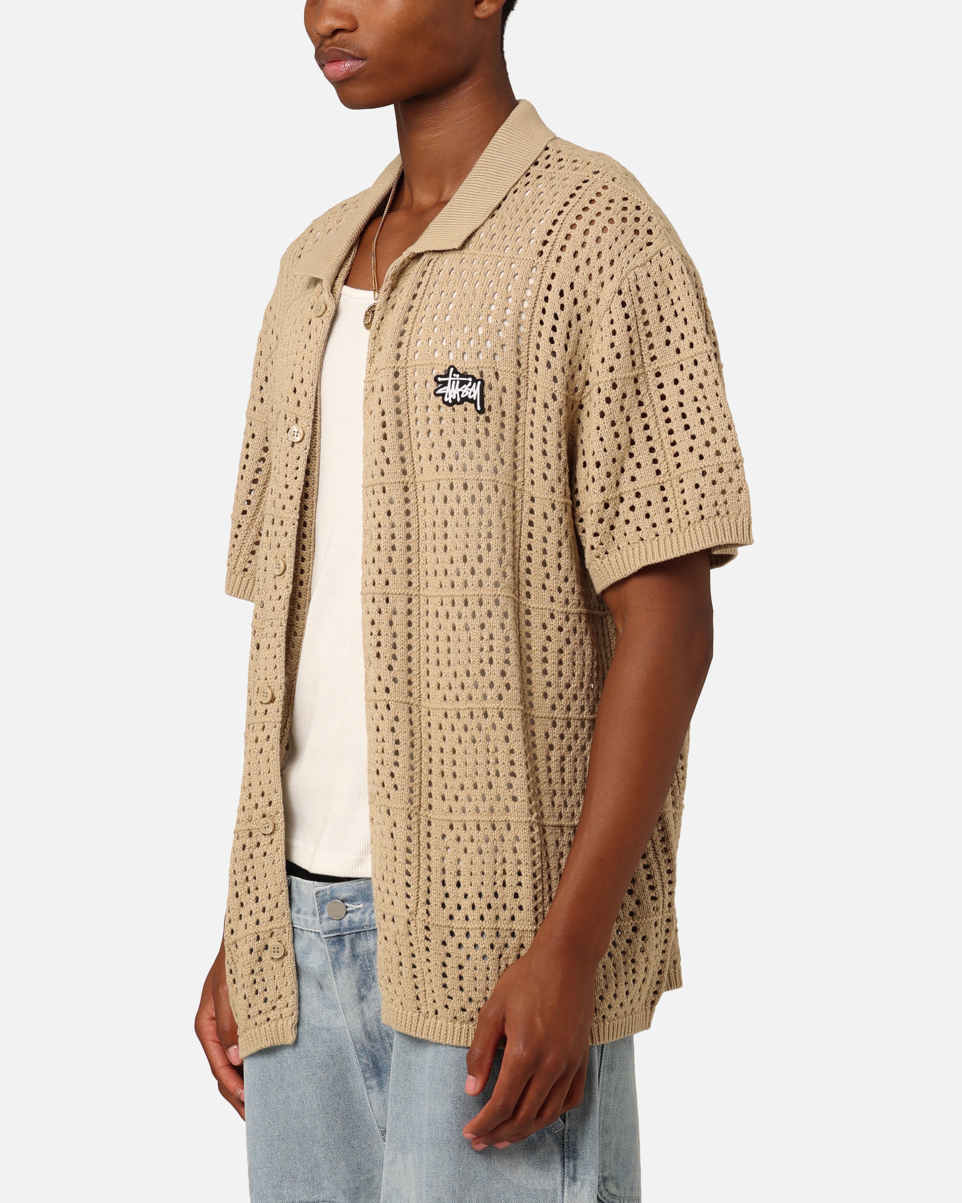Stüssy Crochet Shirt Khaki | Culture Kings