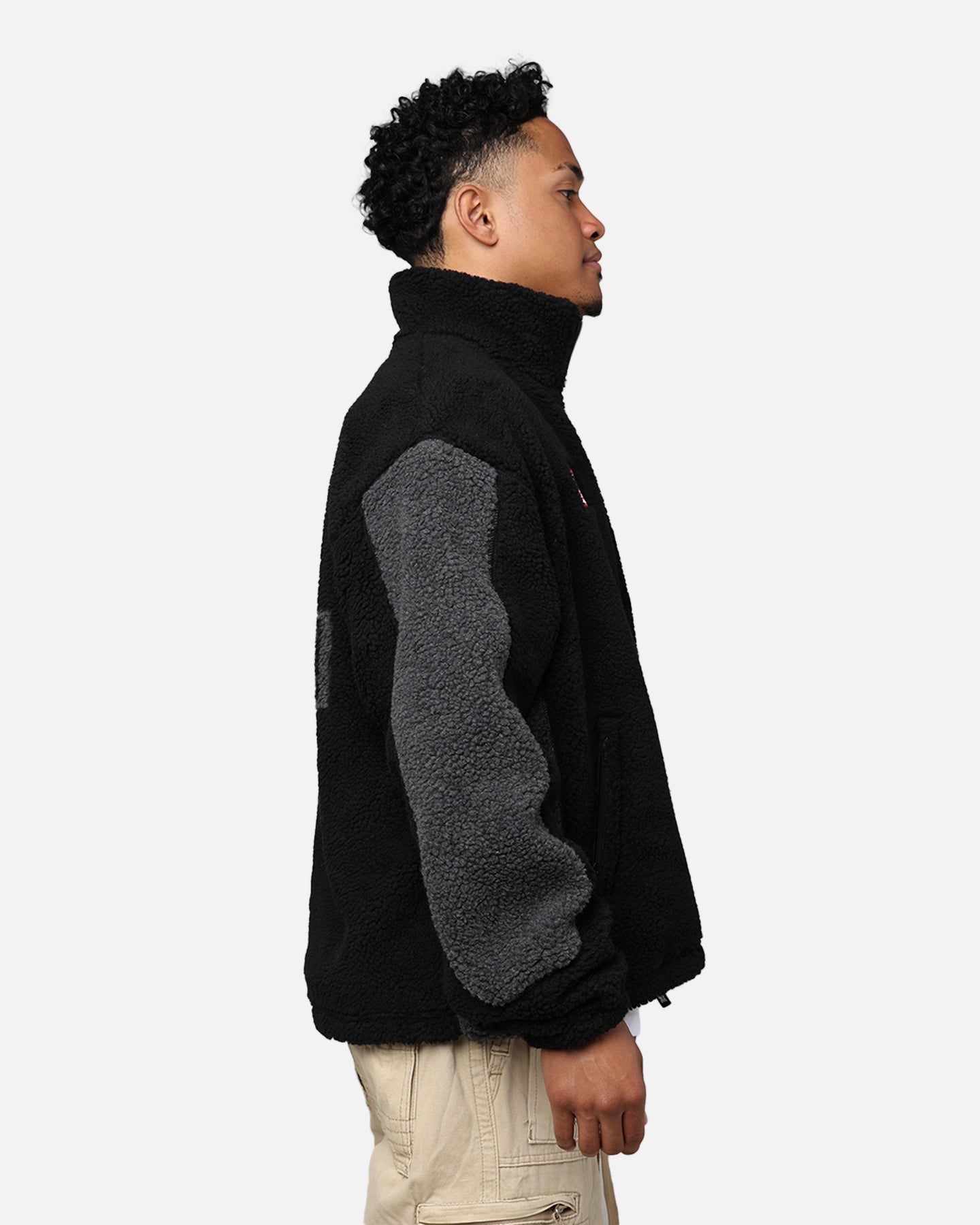 X-Large Panelled Boa Fleece Jacket Black | Culture Kings